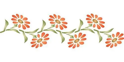 Daisy Stencil, 9.5 x 2.5 inch - Classic Wall Border Flower Stencils for  Painting