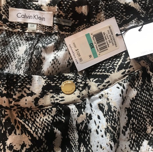 Calvin Klein Womens Snake Print Linen Pants Size 0X NWT $109 - Picture 2 of 8