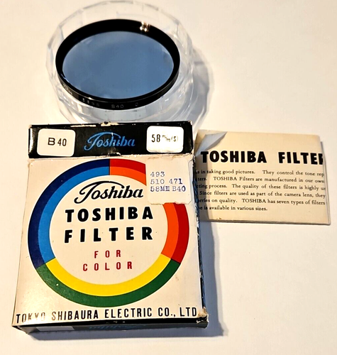 Toshiba B40 58 mm Blue Lens Filter For Color Japan + Protective Case Lens - Picture 2 of 12