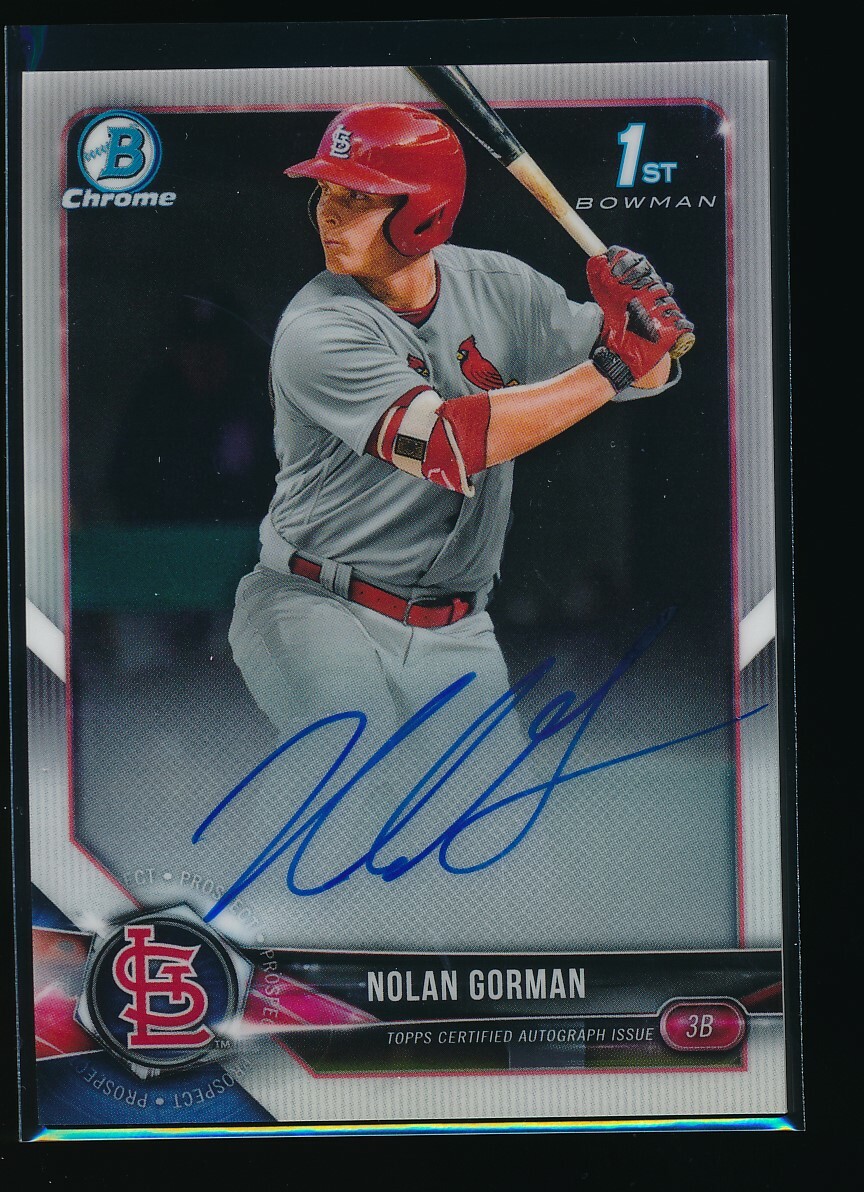 NOLAN GORMAN AUTO 1st 2018 Bowman Chrome Draft Autograph Rookie RC