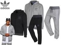 Mens Adidas SPO Tracksuit Full Zip Hoodie Joggers Set Fleece Lined Black or Grey