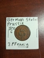 German States (Prussia) 3 Pfennig 1870C Copper KM 482
