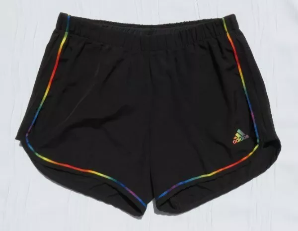 ADIDAS US Women s sz S Black Rainbow Pride Marathon Running 4 Shorts EK4328