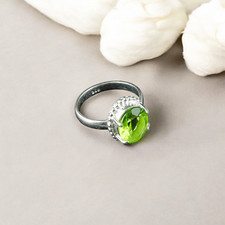 Natural Peridot Ring 925 Sterling Silver Handcrafted Jewelry Ring For Wedding
