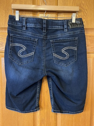 Pantalones cortos de mezclilla elásticos azules CE49 plateados Suki Mid Bermudas para mujer 31 - Imagen 2 de 4