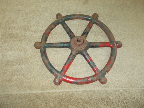 VINTAGE GUSSEISEN VENTILGRIFF SCHIFFSRADSTIL STEAMPUNK BASIS PATINA 12 Zoll - Bild 1 von 19