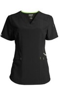 Scrubstar Women  s Black Stretch Moisture Control Scrub Top Size S NWT