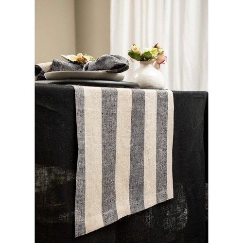 Solino Home Linen Table Runner for Dining, Summer, Luxury - Cabana Stripe - Picture 9 of 59
