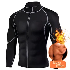 Men Sweat Neoprene Weight Loss Sauna Suit Workout Shirt Body Shaper GYM Fitness