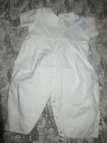 nwt Bella Bliss white cotton embroidered romper baby boy 0-3 m free ship US