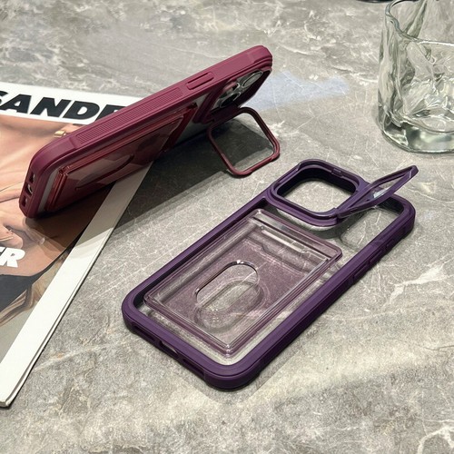 For iPhone 15 14 13 Pro Max 11 Shockproof Hybird Case With Stand Clear Card Slot - Picture 11 of 22