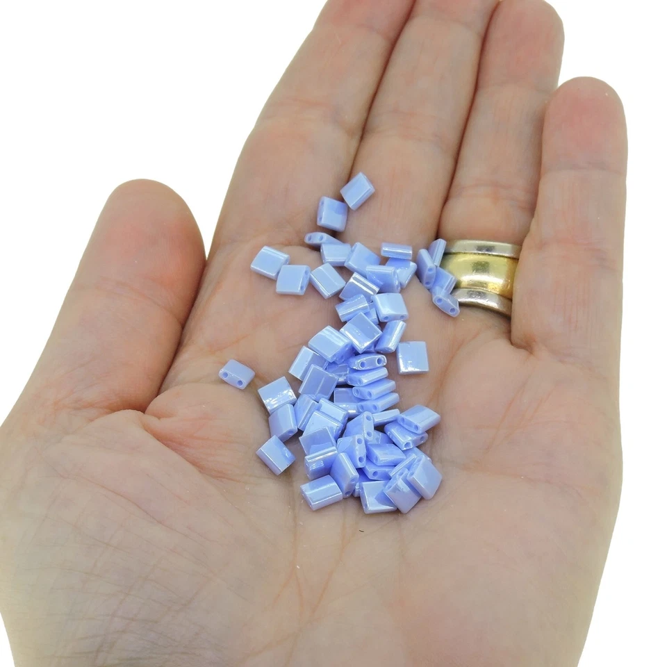 Miyuki Tila 2-Hole Square Beads 5mm Opaque Light Periwinkle Luster MBTL-446 - Image 2 of 4