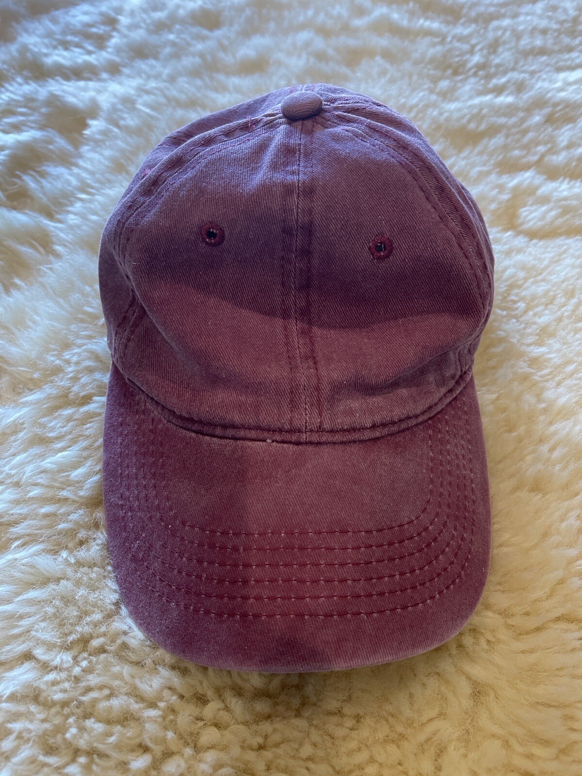 Vintage Plain Burgandy Red Strapback Dad Baseball Cap 100% Cotton - Used