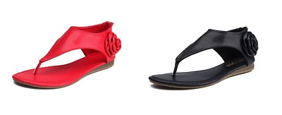 Damen Sandalen Schuhe Reißverschluss T-Strap Gladiator Sandalen Flats Z-joyee 