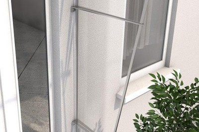 Gutta Seitenteil PT/L Edelstahl 167x62x32 cm 6mm weiß satiniert Haustürwand 