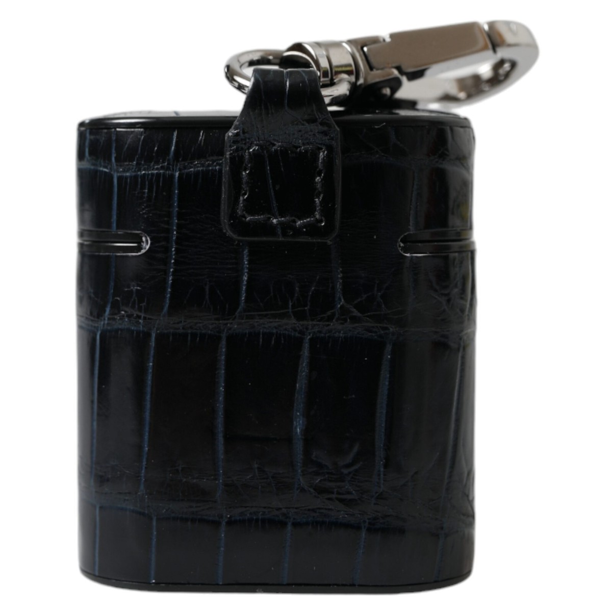 DOLCE & GABBANA Airpods Case Black Crocodile Leather Silver