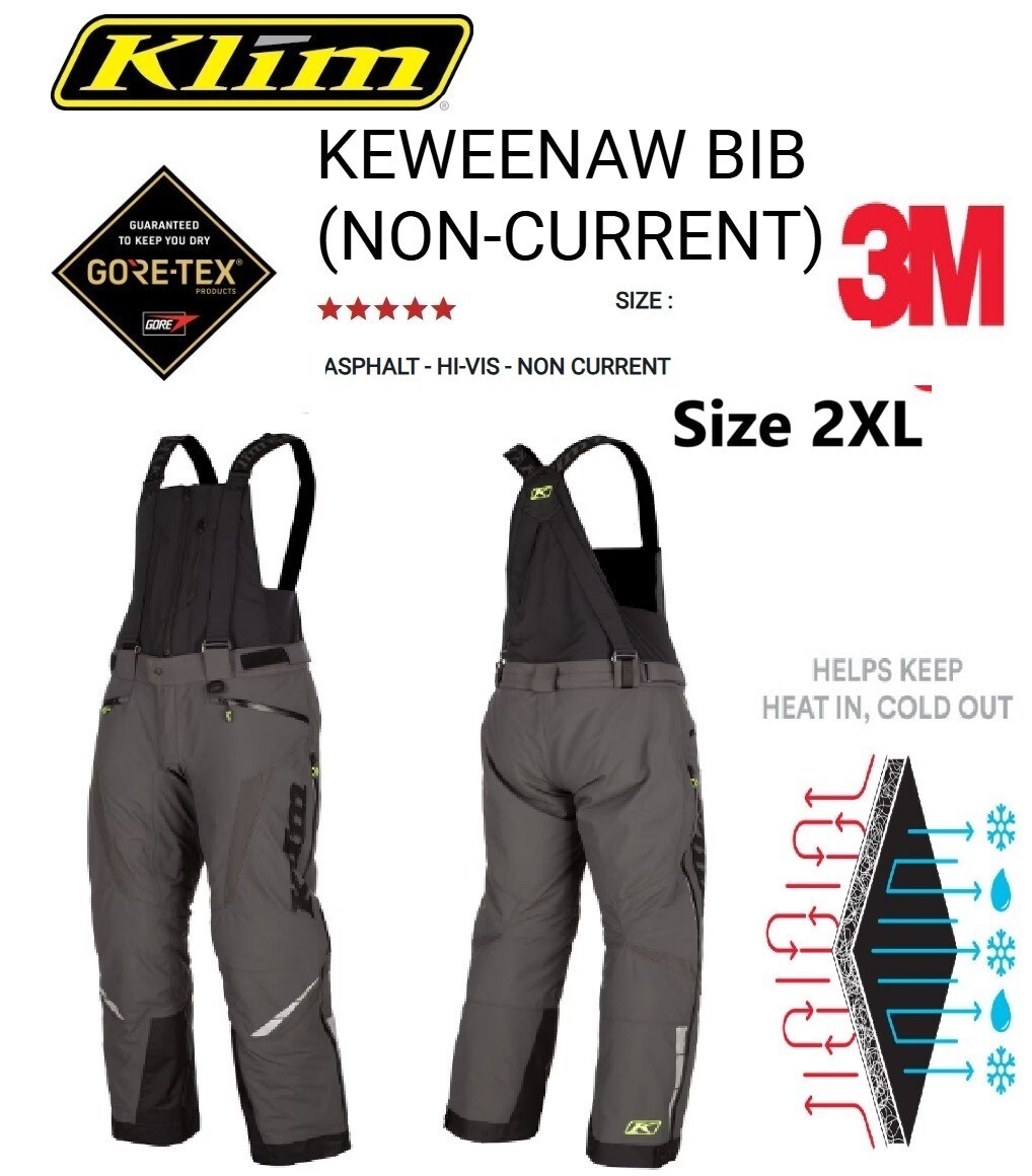 KLIM Men's Keweenaw 3-In-1 Trail Snowmobile Bib/Pant-Asphalt/Hi