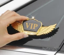 Car Rear Trunk Front Hood Badge Metal 3D Crown Wing Emblem Decal Window Sticker