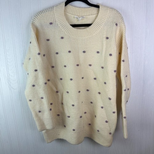 Lou & Gray Sweater Cream Dot Detail Size Small NWT