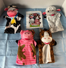 Melissa  Doug FARM FRIENDS Hand Puppets Set 4 Cow Horse Sheep Pig