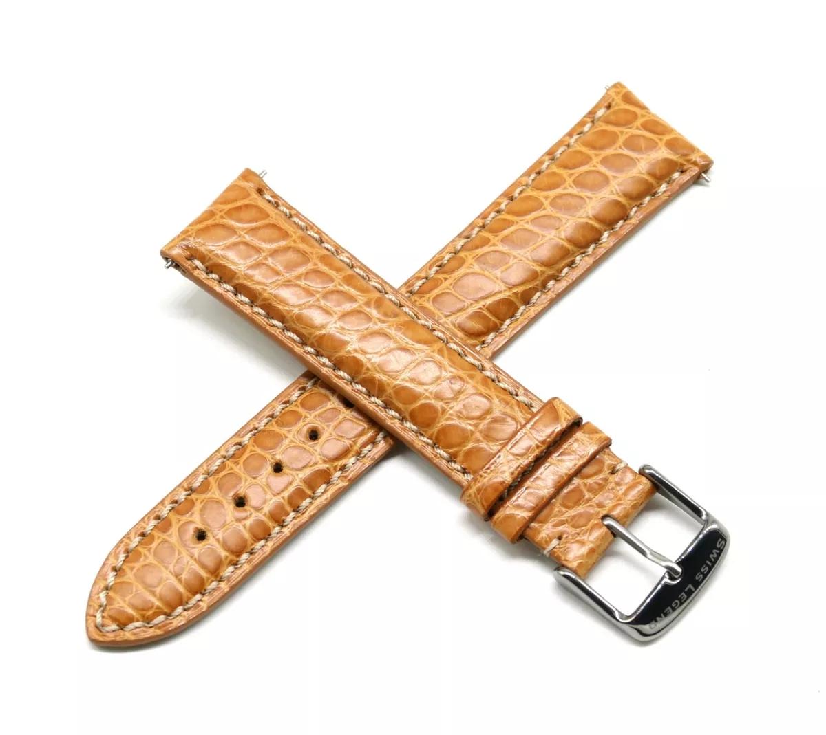 Swiss Legend 20MM Genuine Alligator Leather Watch Band LIGHT BROWN