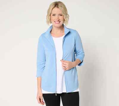 Denim & Co. Active Soft Blend Knit Zip Front Jacket-Fresh Blue-2X-NEW-A677659