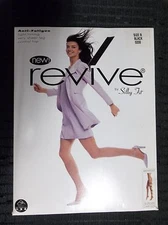 REVIVE Silky Fit Size B ANTI-FATIGUE CONTROL TOP Sandalfoot BLACK Pantyhose NEW