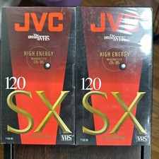 Lot of 2 JVC T-120 SX Blank High Energy Blank VHS Tapes - New  Sealed