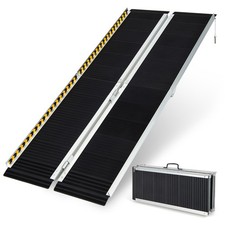 Portable Aluminum Wheelchair Ramp 6FT w/Non-slip Surface & Transition Plate