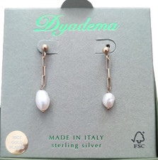 18 K Gold Plated Chain Drop Earrings with Hanging Baroque Pearl