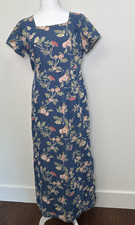 Vintage 90s Liz Claiborne Floral Denim Wrap Dress 8 Maxi Farmhouse Cottagecore