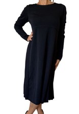 Valentino Navy Wool Knit Sweater Midi Dress Medium Long Sleeve Minimalist 90s