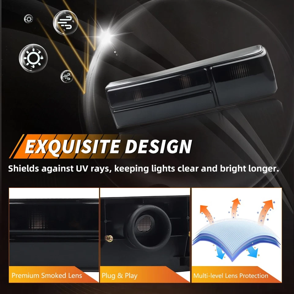 Luces traseras de lente ahumada 2 piezas luces de señal de freno para Ford Mustang 1987-1993 Foto 3 de 4