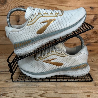 Brooks Turnschuhe Damen Größe UK 4 Adrenaline GTS 20 weiß gold Straßenlaufschuhe