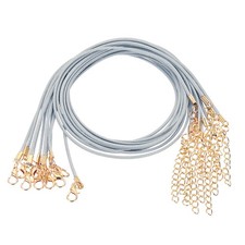 10pcs Waxed Necklace Cord Bulk, 18" 2mm Necklace Ropes Grey