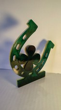 Handmade Resin Horseshoe with Clover Unique Good Luck Art Piece