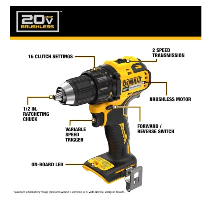 SALE - DEWALT 20V MAX 2-Tool Brushless Power Tool Combo Kit with Soft Case - Image 4 of 4