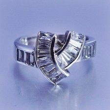 Size 7.25, vintage Sterling 925 silver handmade engagement ring with Cz
