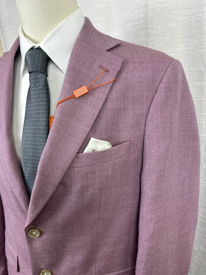 Abrigo deportivo TALLIA para hombre talla 40S lila púrpura calce ajustado mezcla de lana y lino nuevo con etiquetas Foto 4 de 4