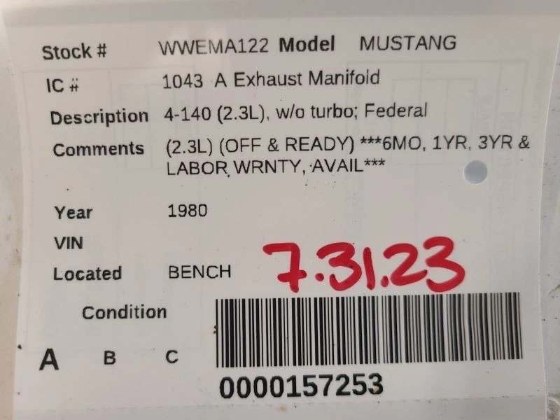 Colector de escape 4-140 Federal se adapta a 80 BOBCAT 1750499 Foto 3 de 3
