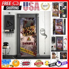 Halloween Zombie Door Cover Banner,Scary Horror Halloween Decoration,Caution ...