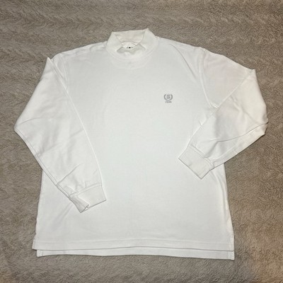 IZOD White Long Sleeve Mock Neck Shirt Mens Size Small 100% Cotton