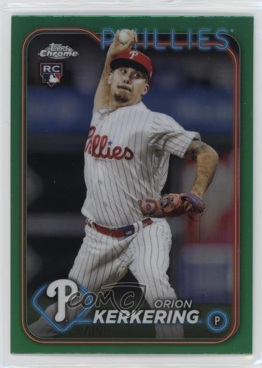 2024 Topps Chrome Green Refractor 97/99 Orion Kerkering #180 Rookie RC 15ej