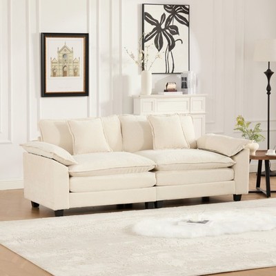81.9'' Chenille Fabric Loveseat Sectional Sofa Cloud Sofa 2-3 Seater Sofa Beige
