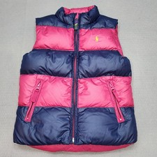 Kids Ralph Lauren Puffer Vest Down Feather Fill Reversable Blue Pink Sz 5