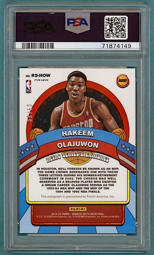 2019 Panini Donruss Optic Hakeen Olajuwon Ret. Series Sig Pur Stars/29#HOW PSA10 - Picture 2 of 2