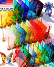 24 Sheets Rainbow Transparent Stained Glass Sheets 4X6 Inch Mixed Color Staine