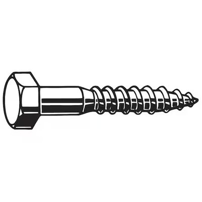 Lag Screw, 5/8 In, 6 In, Steel, Hot Dipped Galvanized Hex External Hex Drive,