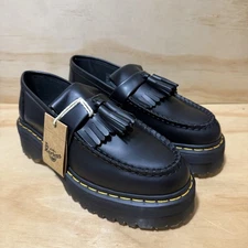 Doc Martens Adrian Quad Women’s 9 Black Leather Slip On Platform Tassel Loafers