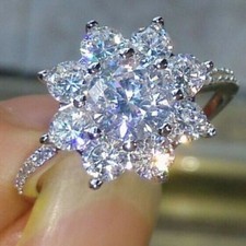 White Ring Wedding Birthstone New Engagement 925 2024 Silver Filled Sapphire